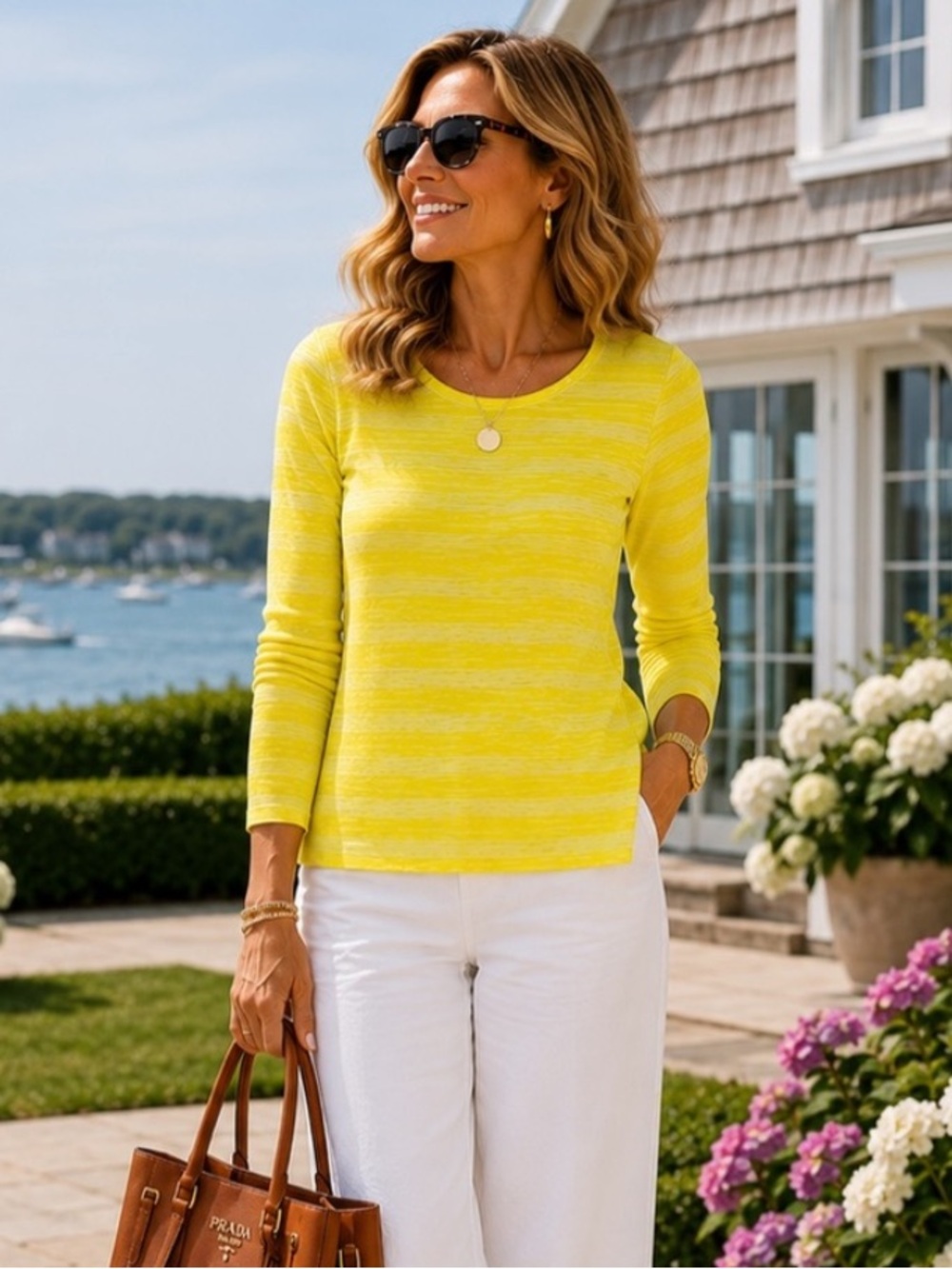 Banana Republic Lemon Yellow Slub Knit Sweater Lightweight Summer Top